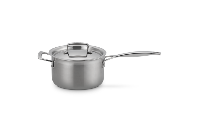 Kasserolle m/låg og hjælpehåndtag 3-ply rustfrit stål
