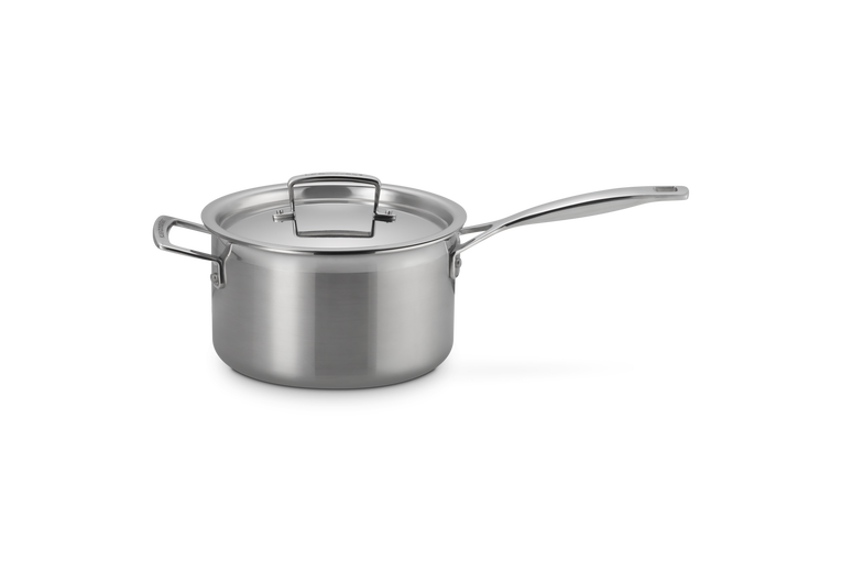 Kasserolle m/låg og hjælpehåndtag 3-ply rustfrit stål