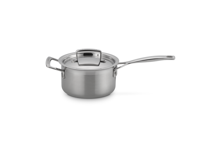 Kasserolle m/låg og hjælpehåndtag 3-ply rustfrit stål