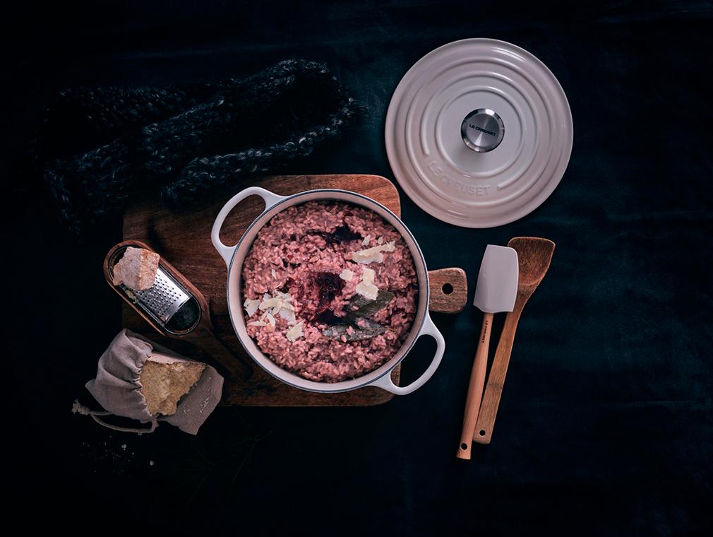 Risotto med rødvinsreduktion