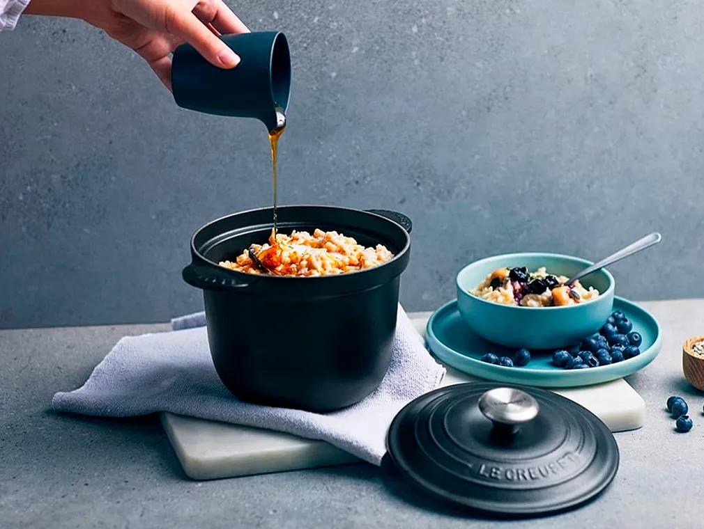 Rice pudding på kokosmælk med blåbærkompot
