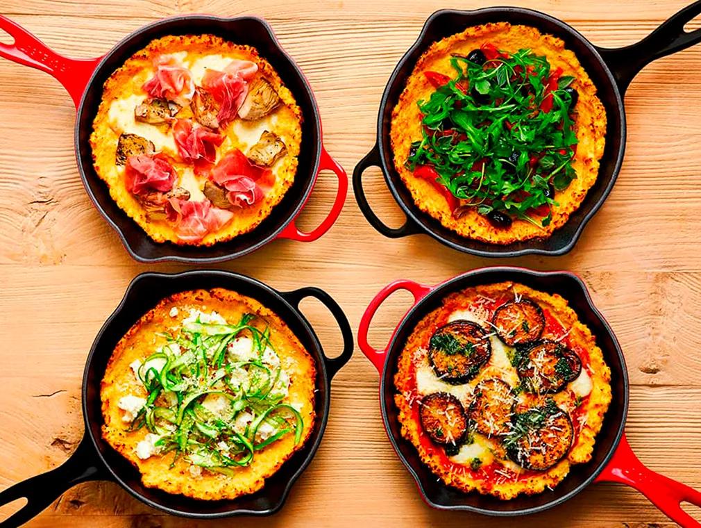 Blomkålspizza med fire slags topping
