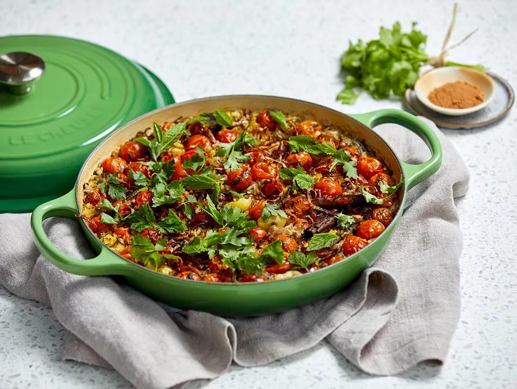 Koshari med kanel og cherrytomat