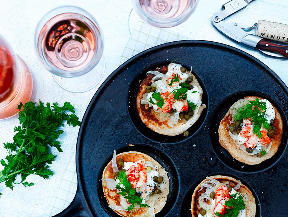 Blinis med krebsehaler
