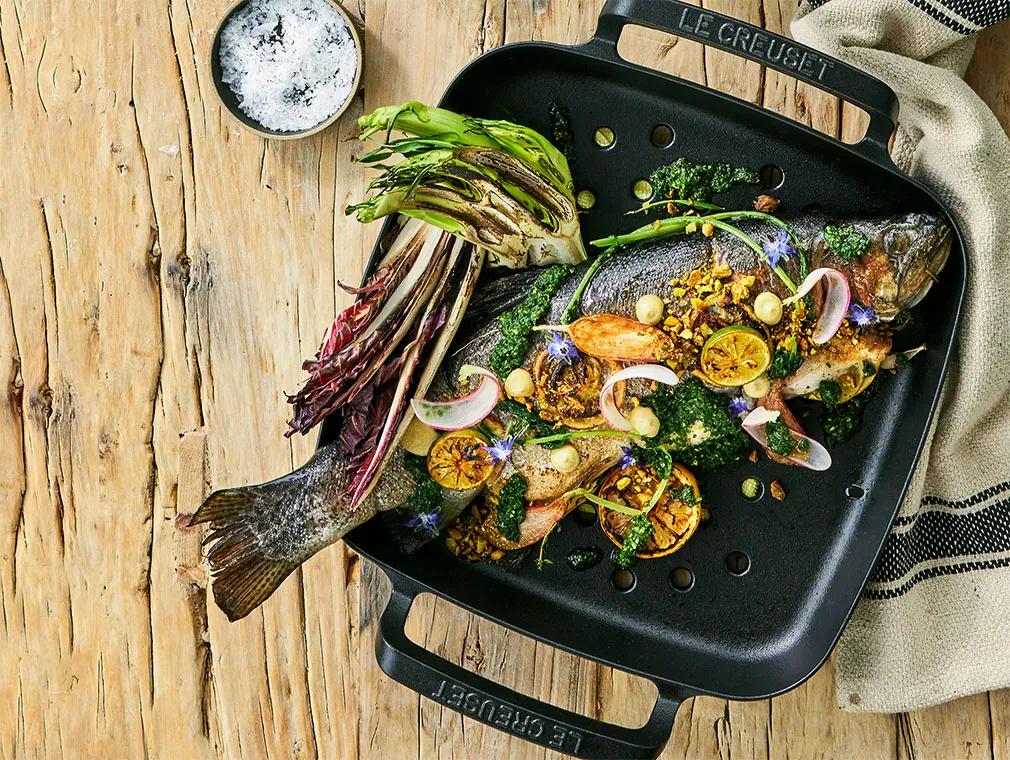 Grillet regnbueørred med grillet Radicchio og gremolata