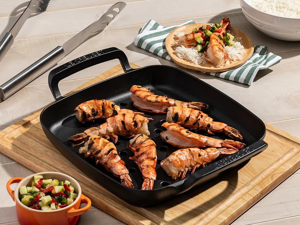 Barbecue-rejer med agurkesalat