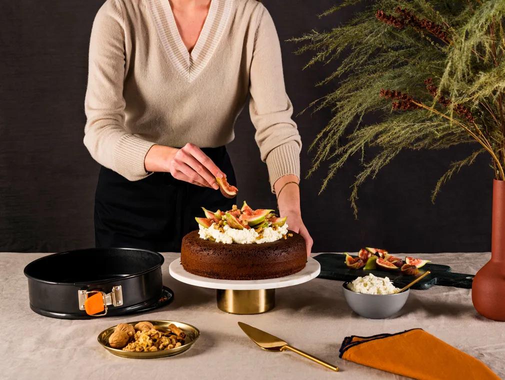 Honningkage med Mascarpone, figner og valnødder