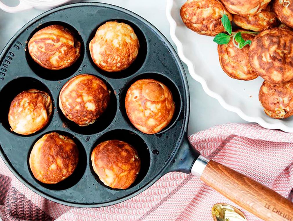 Madæbleskiver med bacon og ost