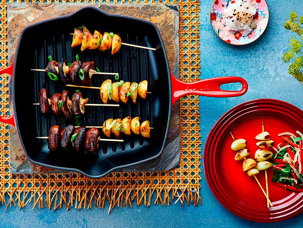 Japanske grillspyd med grøntsager